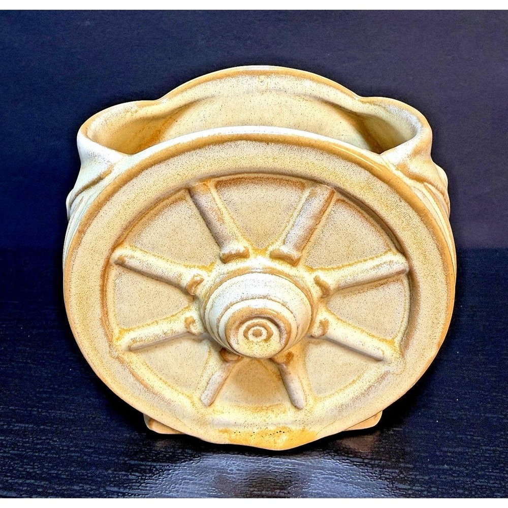 FRANKOMA Pottery‎ Wagon Wheel Vase Desert Gold YellowPerfect Condition 4" VTG